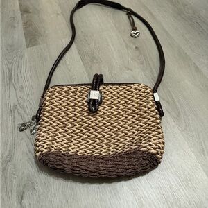 Brighton Brown Woven Straw Crossbody Bag